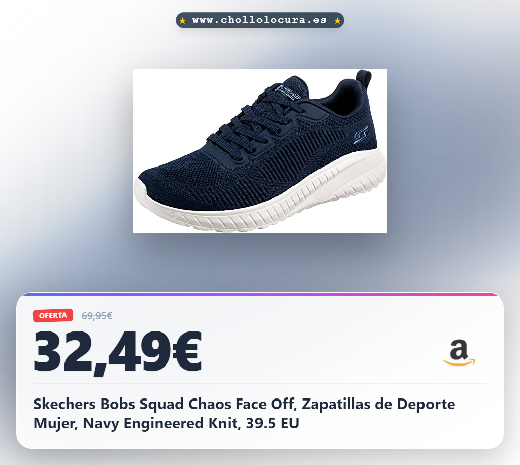 Skechers Bobs Squad Chaos Face Off, Zapatillas de Deporte Mujer, Navy Engineered Knit, 39.5 EU