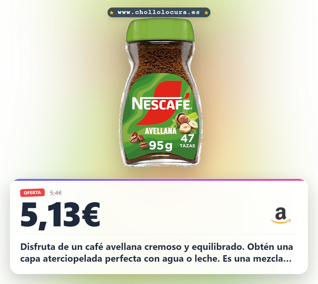 Aprovecha el café soluble NESCAFÉ Avellana cremoso y aromático para un sabor inolvidable