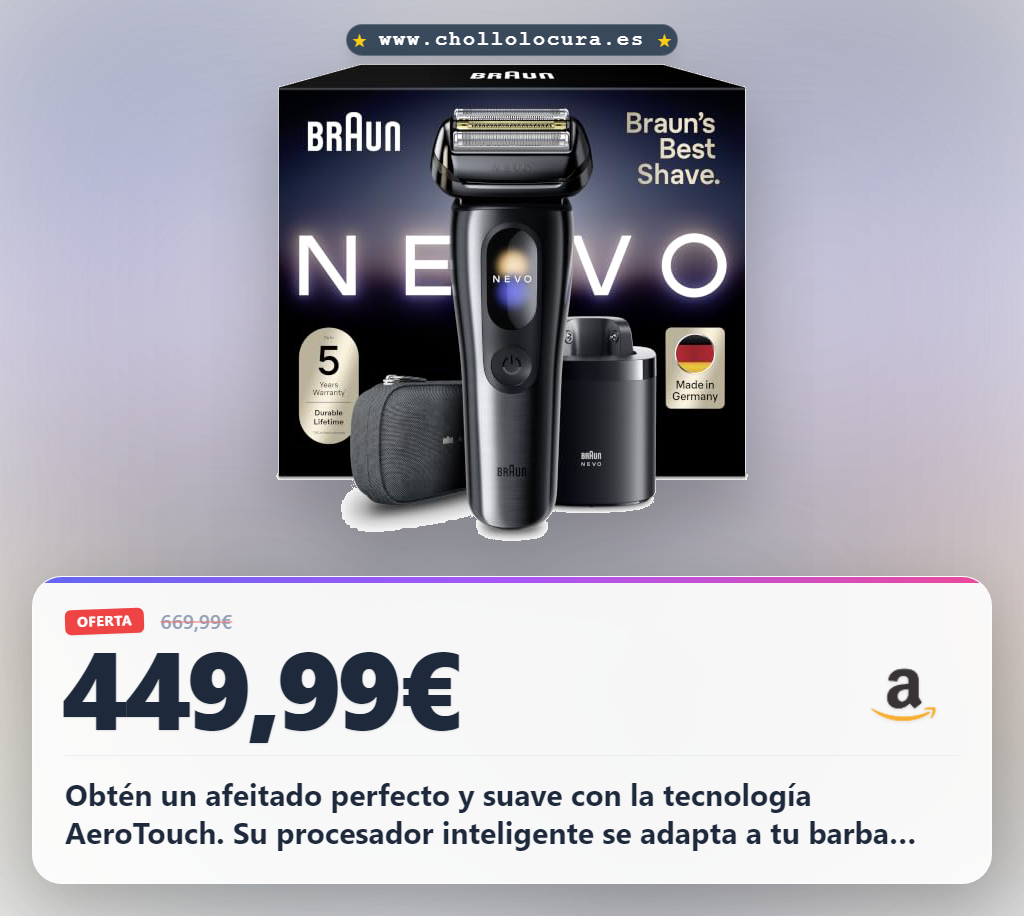 Aprovecha la afeitadora Braun NEVO 7 en 1 con tecnología ultra suave para un afeitado perfecto.