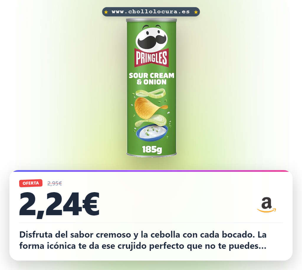 Aprovecha los Pringles Sour Cream & Onion con sabor cremoso y cebolla al mejor precio en oferta