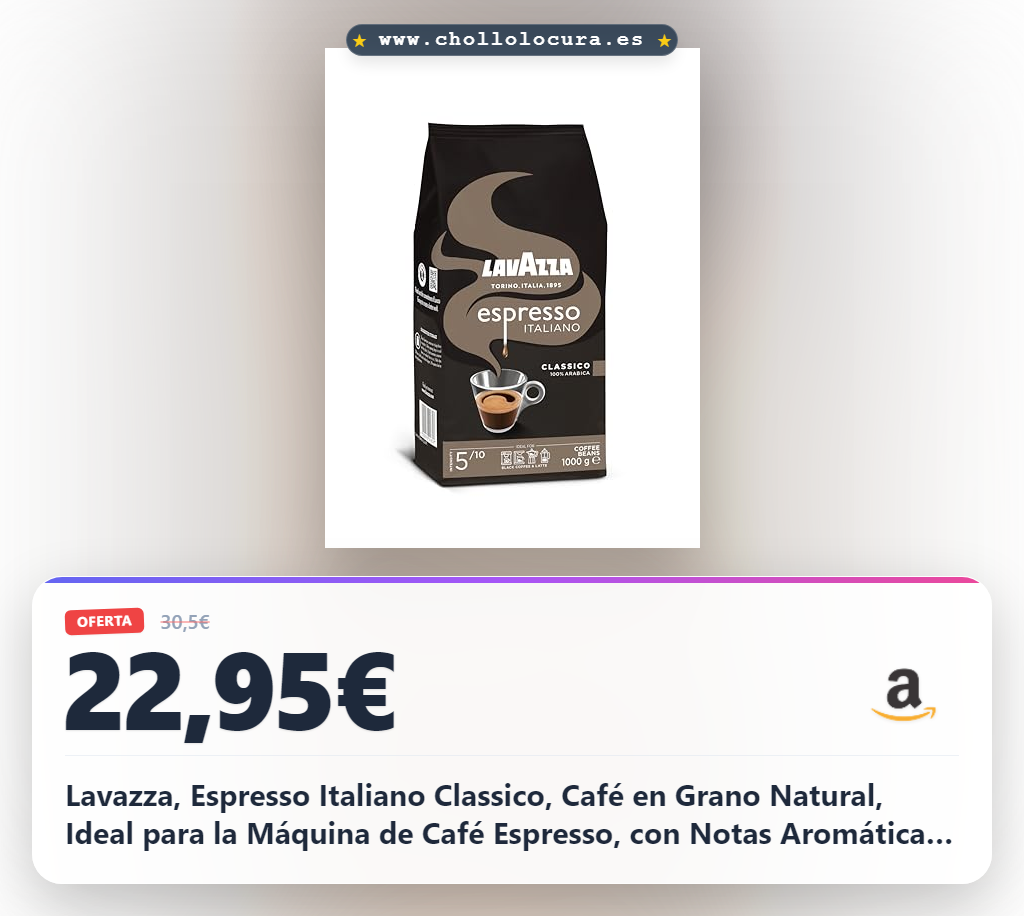 Lavazza, Espresso Italiano Classico, Café en Grano Natural, Ideal para la Máquina de Café Espresso, con Notas Aromáticas Florales, 100 % Arábica, Intensidad 5, Tueste Medio, Paquete de 1 kg