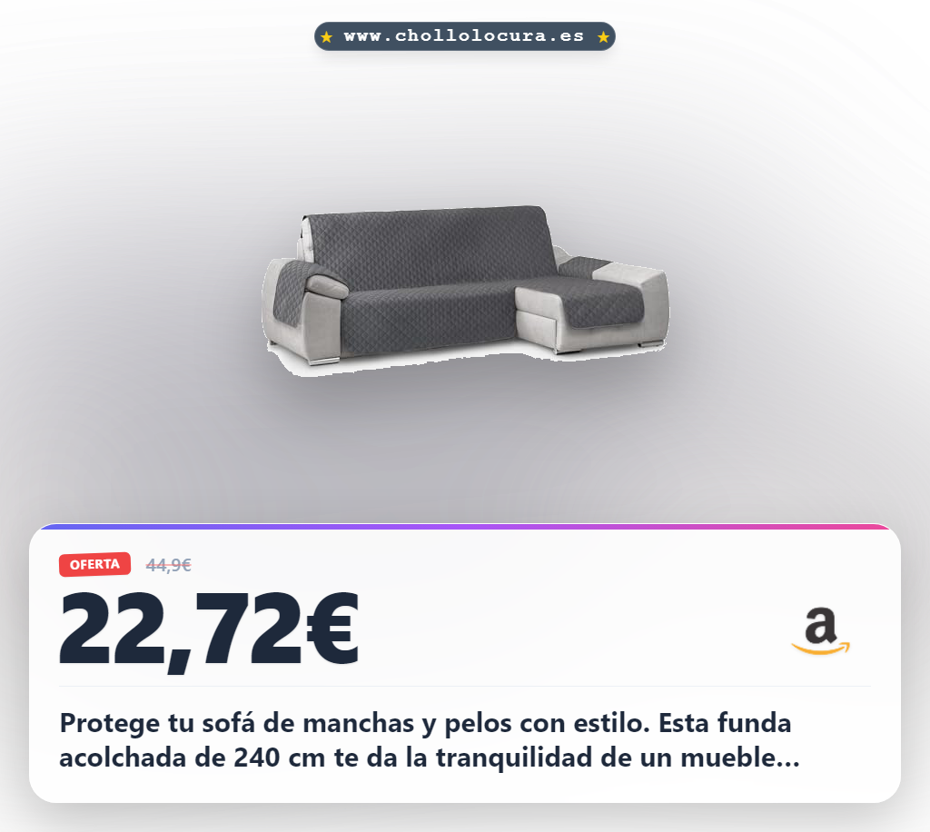 Adquiere esta Funda Chaise Longue Acolchada Gris 240 cm para proteger tu sofá al mejor precio.