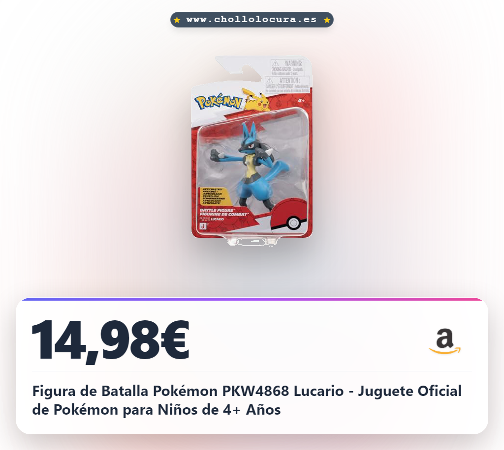 Figura de Batalla Pokémon PKW4868 Lucario - Juguete Oficial de Pokémon para Niños de 4+ Años