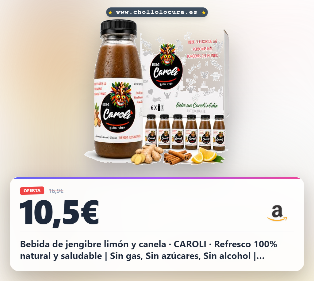 Bebida de jengibre limón y canela · CAROLI · Refresco 100% natural y saludable | Sin gas, Sin azúcares, Sin alcohol | Digestiva, Antiinflamatoria y Antioxidante | Hidratante Ginger (6x230ml)