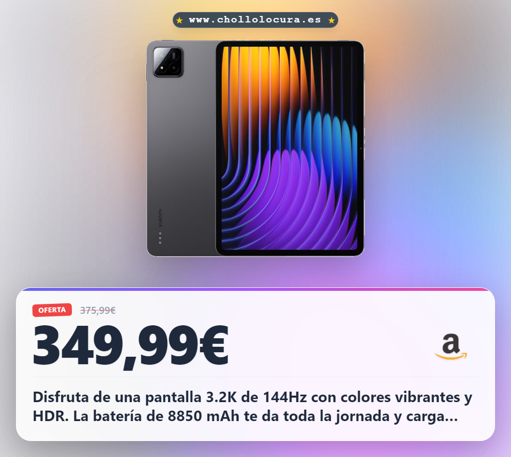 Llévate el Xiaomi Pad 7 de 8/128 GB con pantalla 3.2K y Snapdragon 7+ Gen 3 en oferta histórica al mejor precio.