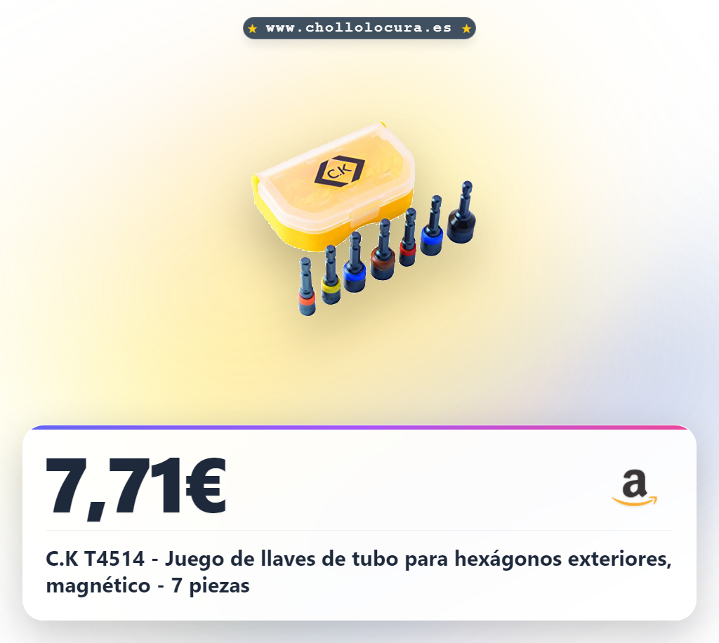 C.K T4514 - Juego de llaves de tubo para hexágonos exteriores, magnético - 7 piezas
