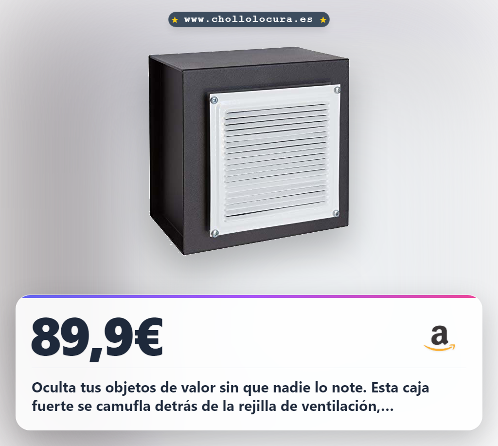 Oculta tus objetos de valor sin que nadie lo note. Esta caja fuerte se camufla detrás de la rejilla de ventilación, escondiéndose en cualquier rincón. Accede con llave de puntos y disfruta de un espacio seguro para tus tesoros. Es fácil de instalar y totalmente discreta.