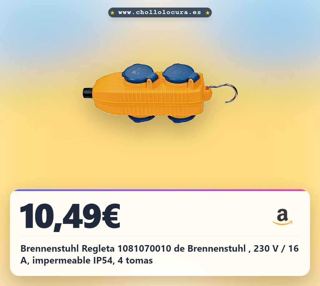 Brennenstuhl Regleta 1081070010 de Brennenstuhl , 230 V / 16 A, impermeable IP54, 4 tomas