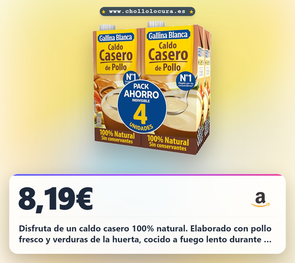 Aprovecha este Caldo Casero de Pollo 100% Natural sin gluten y bajo en grasa al mejor precio