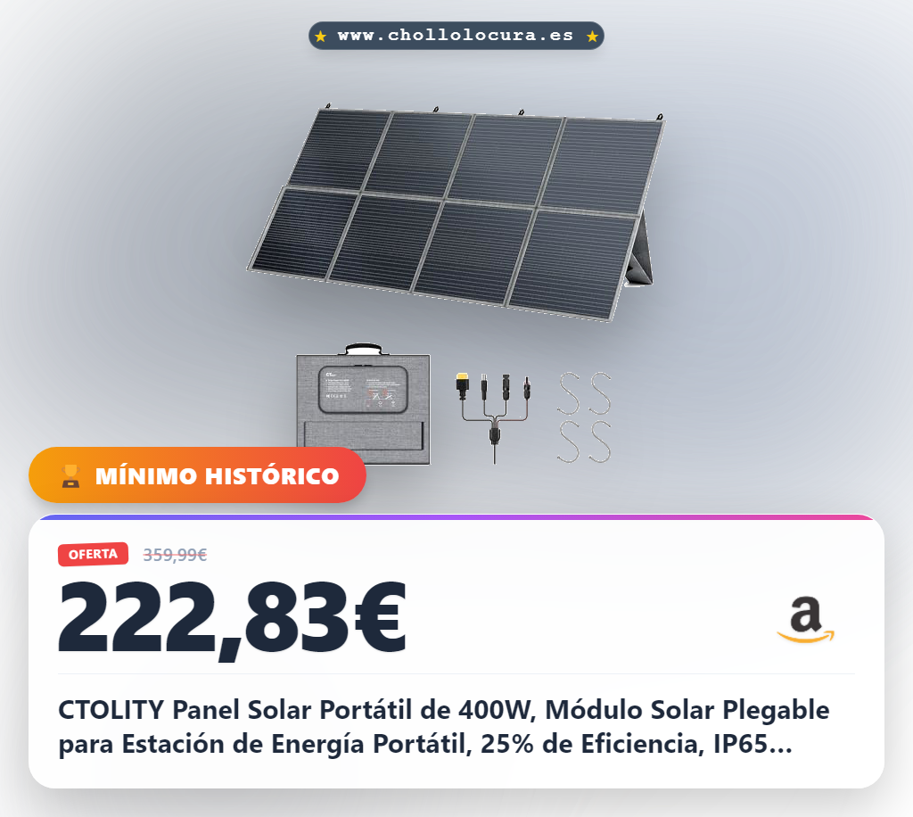 CTOLITY Panel Solar Portátil de 400W, Módulo Solar Plegable para Estación de Energía Portátil, 25% de Eficiencia, IP65 Resistente al Agua, Sistema Solar para Exterior, RV, generador solar, furgoneta