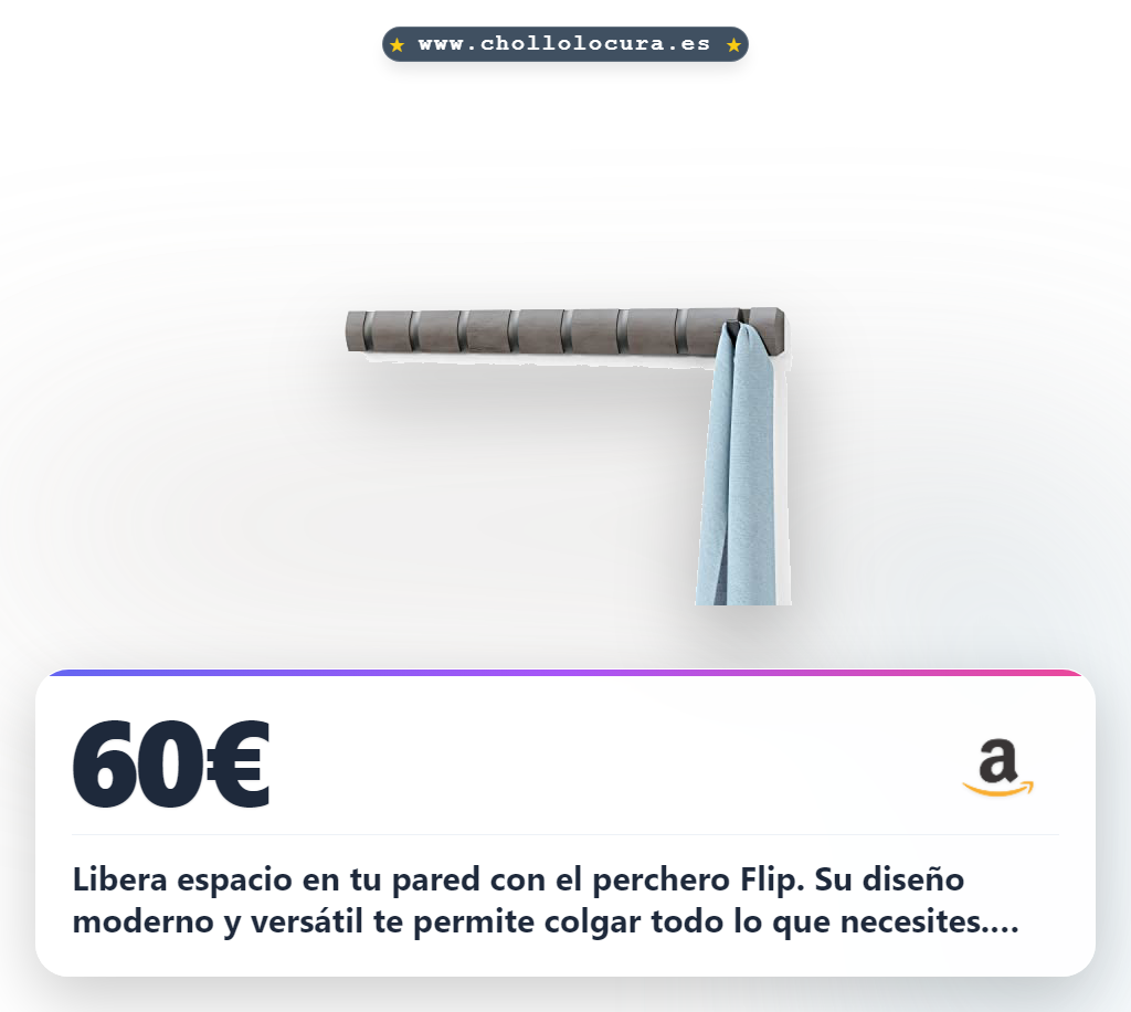 Aprovecha este perchero de pared Flip de Umbra en madera de fresno gris con ganchos retráctiles y diseño moderno al mejor precio del año
