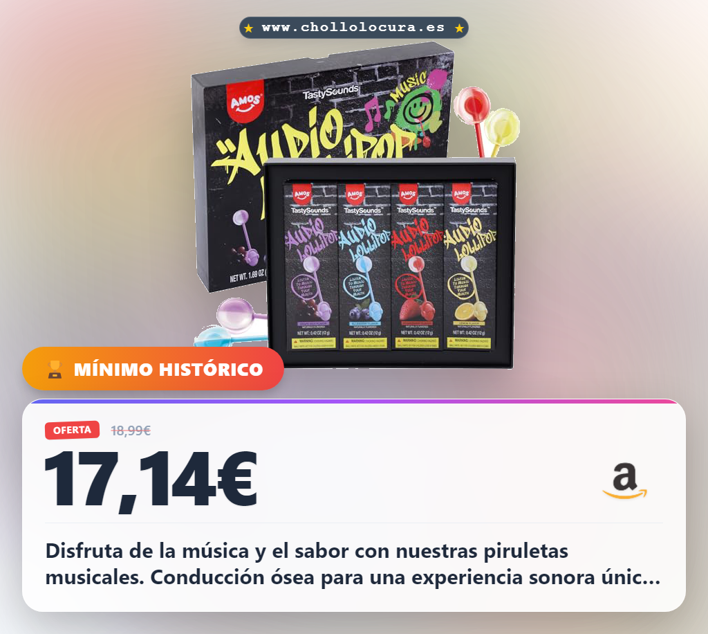 Aprovecha estas Piruletas Musicales Amos con 4 sabores sin azúcar y gluten en oferta histórica