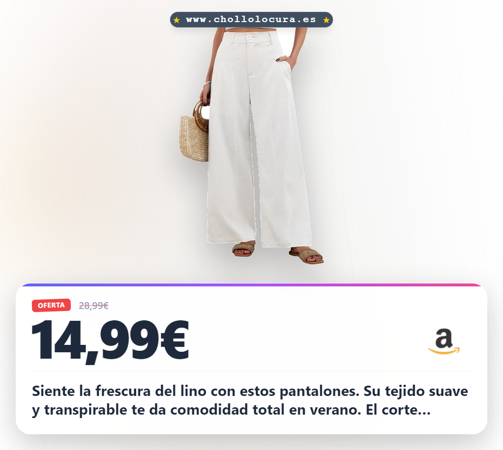 Encuentra pantalones de verano palazzo de lino mujer con cintura alta y elástico al mejor precio