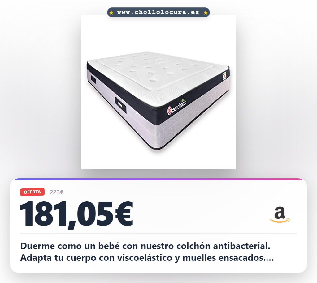 Aprovecha este colchón antibacterial viscoelástico con muelles ensacados y certificado OEKO-TEX para un descanso superior