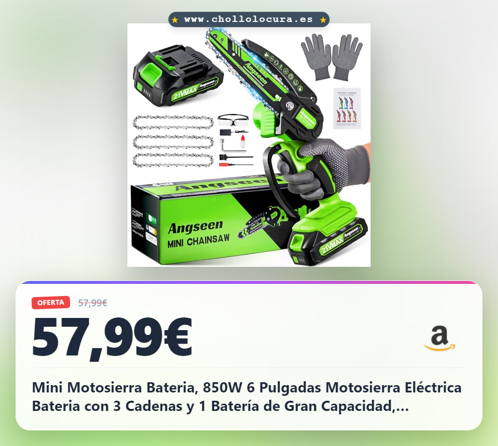 Mini Motosierra Bateria, 850W 6 Pulgadas Motosierra Eléctrica Bateria con 3 Cadenas y 1 Batería de Gran Capacidad, Motosierras de Mano Portátil Inalámbrica para Podar Árboles de Jardinería y Madera