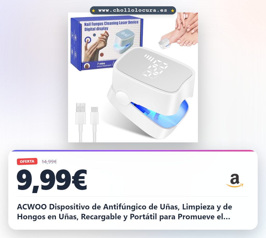 ACWOO Dispositivo de Antifúngico de Uñas, Limpieza y de Hongos en Uñas, Recargable y Portátil para Promueve el crecimiento de uñas nuevascon Temporizador