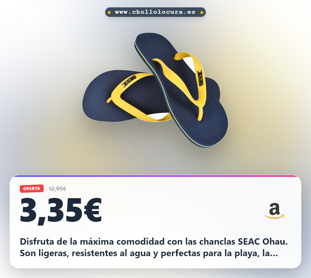 Consigue las chanclas SEAC Ohau para mar y piscina con su suela antideslizante al mejor precio para disfrutar.