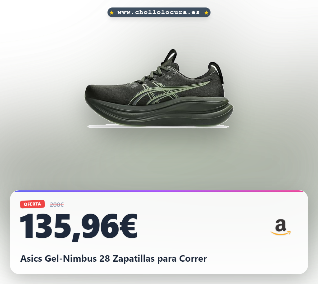Obtén las Asics Gel-Nimbus 28 para correr: amortiguación GEL y espuma FF BLAST PLUS en oferta histórica