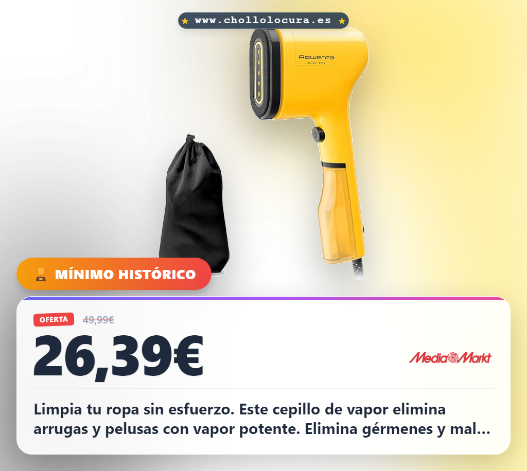 Aprovecha el cepillo de vapor Rowenta Pure Pop DR2026 para disfrutar de ropa limpia y sin arrugas al mejor precio