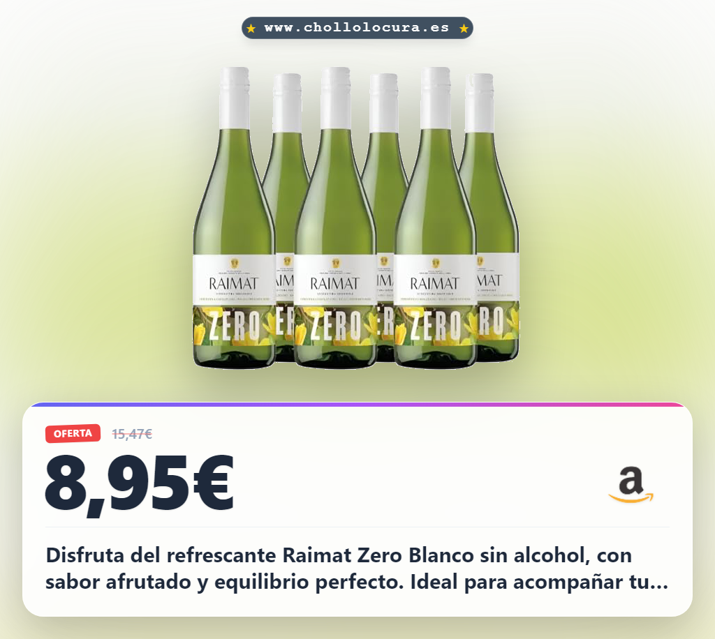 ¡Sorprende tu paladar con el refrescante Raimat Zero Blanco sin alcohol!