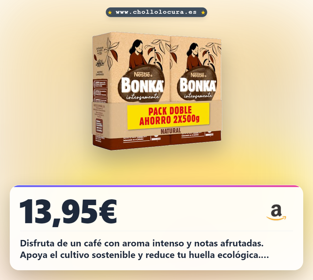 Aprovecha el café molido natural Bonka 2x500g con aroma intenso y notas afrutadas al mejor precio