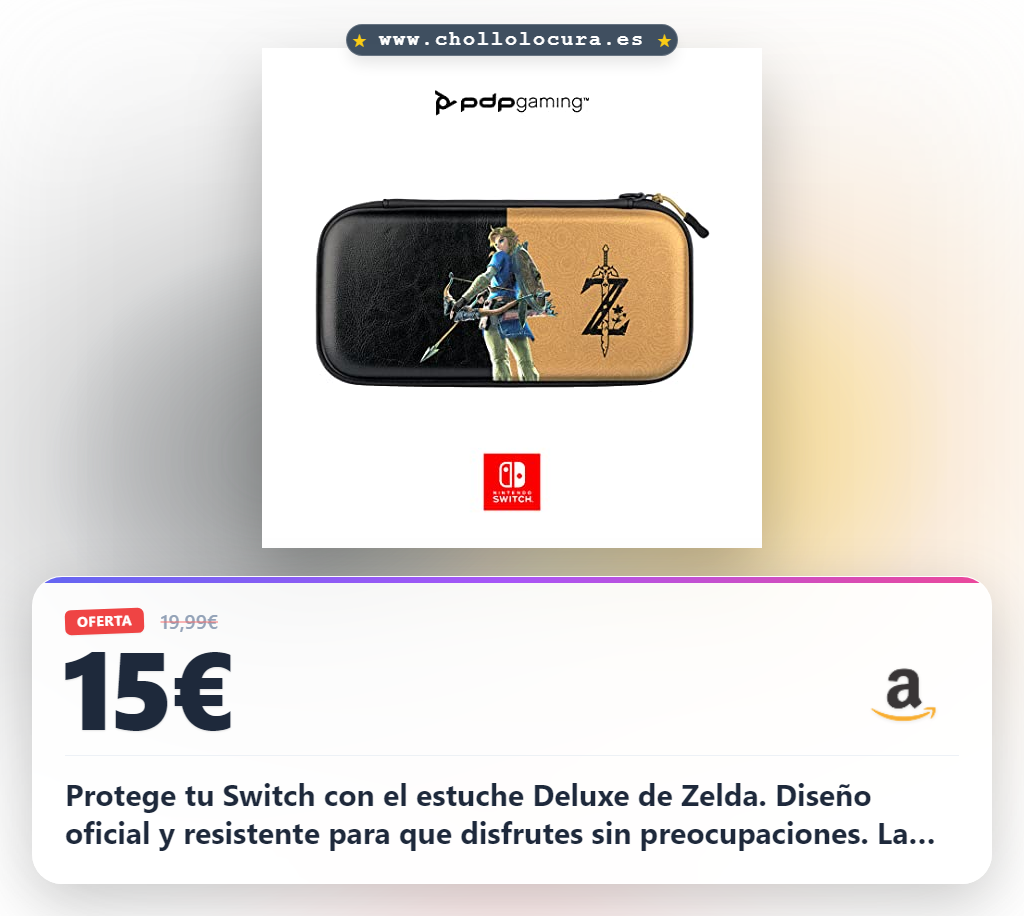 Aprovecha este estuche Deluxe Zelda para Nintendo Switch con diseño oficial y protección total
