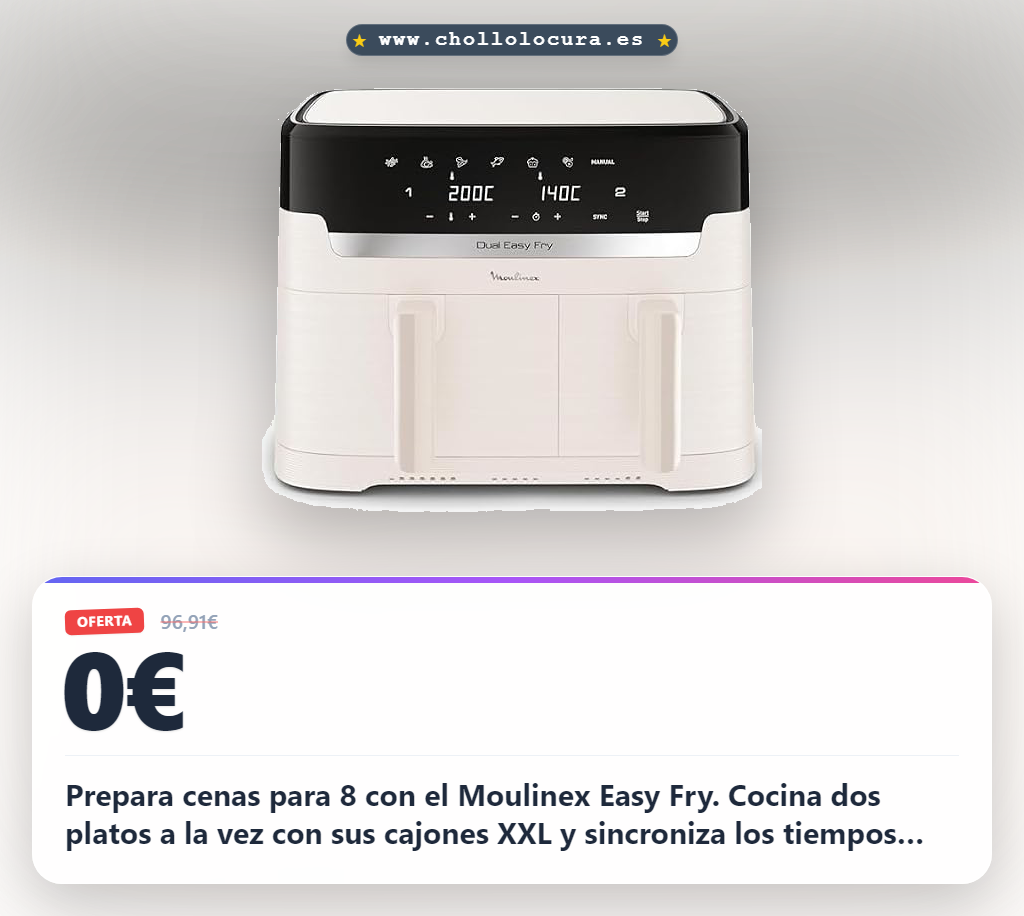 Consigue el Moulinex Easy Fry Collection Marfil 8L: cocina para 8 personas con doble cajón y ahorro de energía al mejor precio.