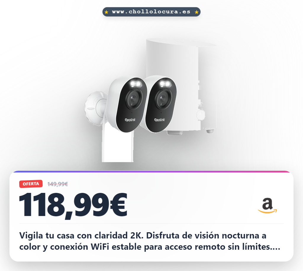 Aprovecha la cámara Reolink Lumus 2K WiFi exterior con visión nocturna y almacenamiento local en oferta histórica