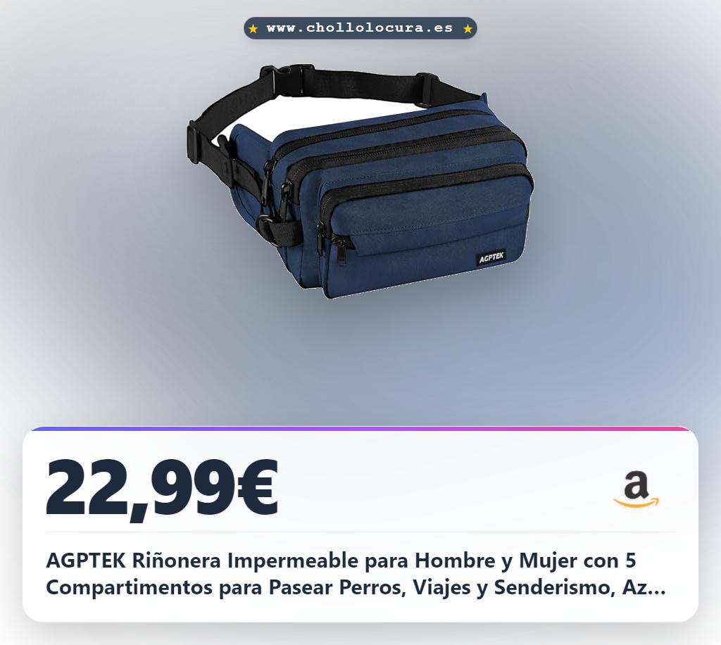 Logra llevar tu Riñonera Impermeable AGPTEK con bloqueo RFID y 5 compartimentos para viajes al mejor precio