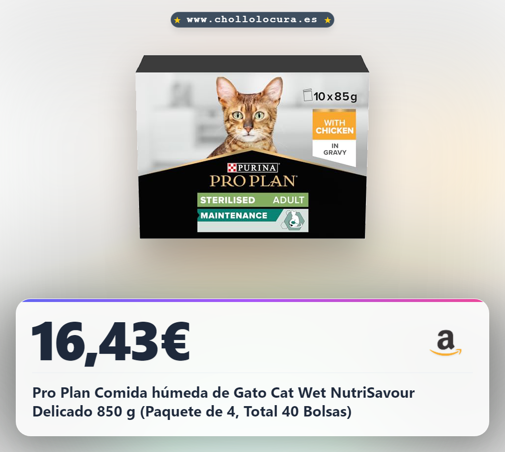 Pro Plan Comida húmeda de Gato Cat Wet NutriSavour Delicado 850 g (Paquete de 4, Total 40 Bolsas)
