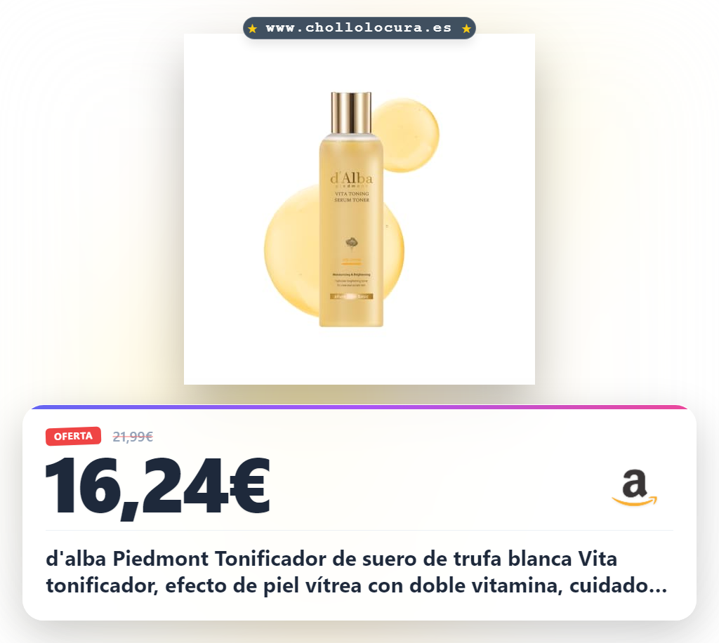 d'alba Piedmont Tonificador de suero de trufa blanca Vita tonificador, efecto de piel vítrea con doble vitamina, cuidado hidratante facial (180 ml)
