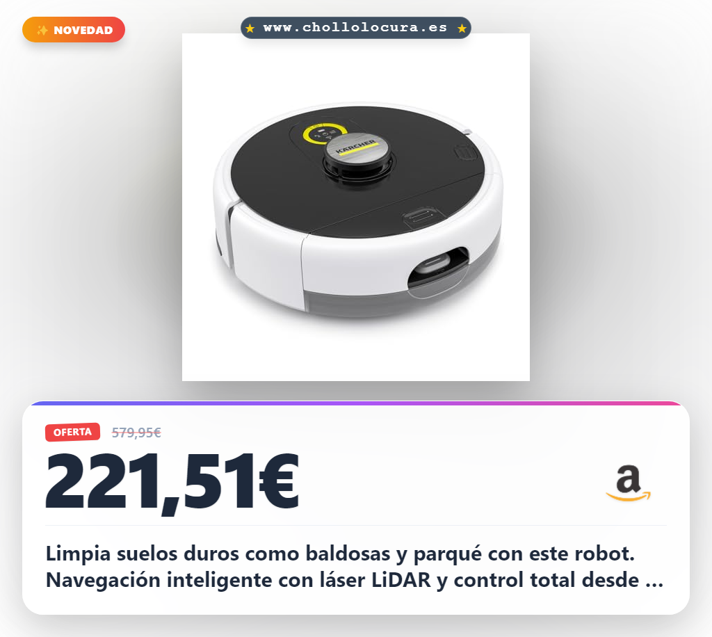 Aprovecha el robot aspirador Kärcher RCF 3 con navegación LiDAR y limpieza en húmedo al mejor precio