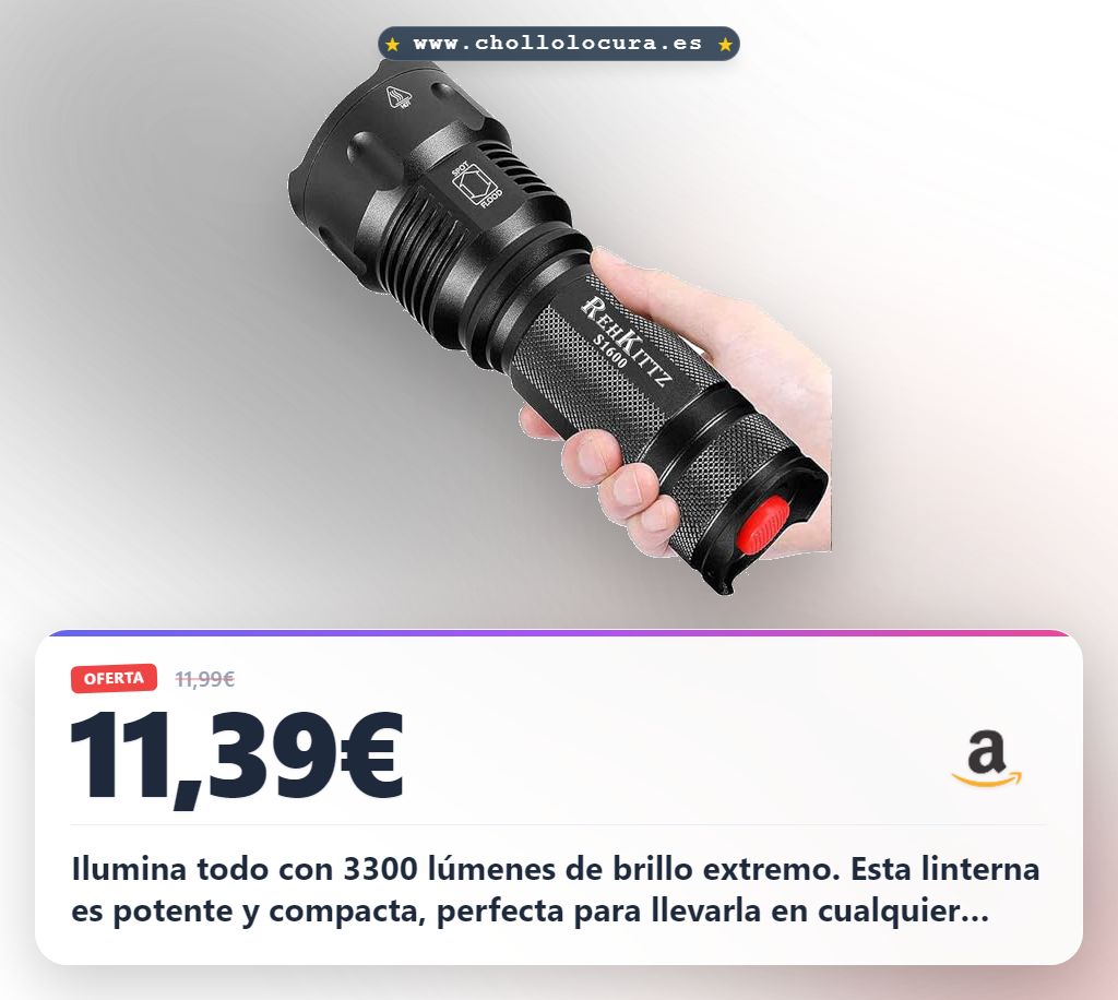 Consigue linterna LED de 3300 lúmenes superbrillante y portátil para emergencias al mejor precio