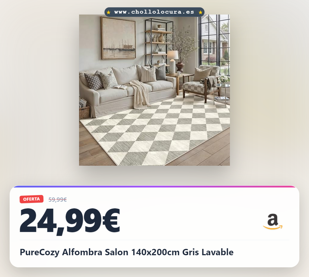 PureCozy Alfombra Salon 140x200cm Gris Lavable