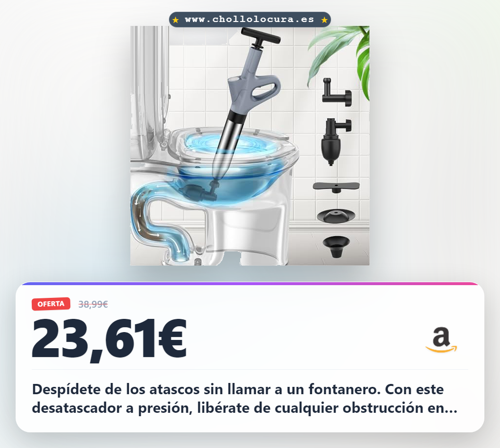 Encuentra desatascador de tuberías a presión para WC y fregaderos de cocina: solución rápida para desagües del baño al mejor precio.