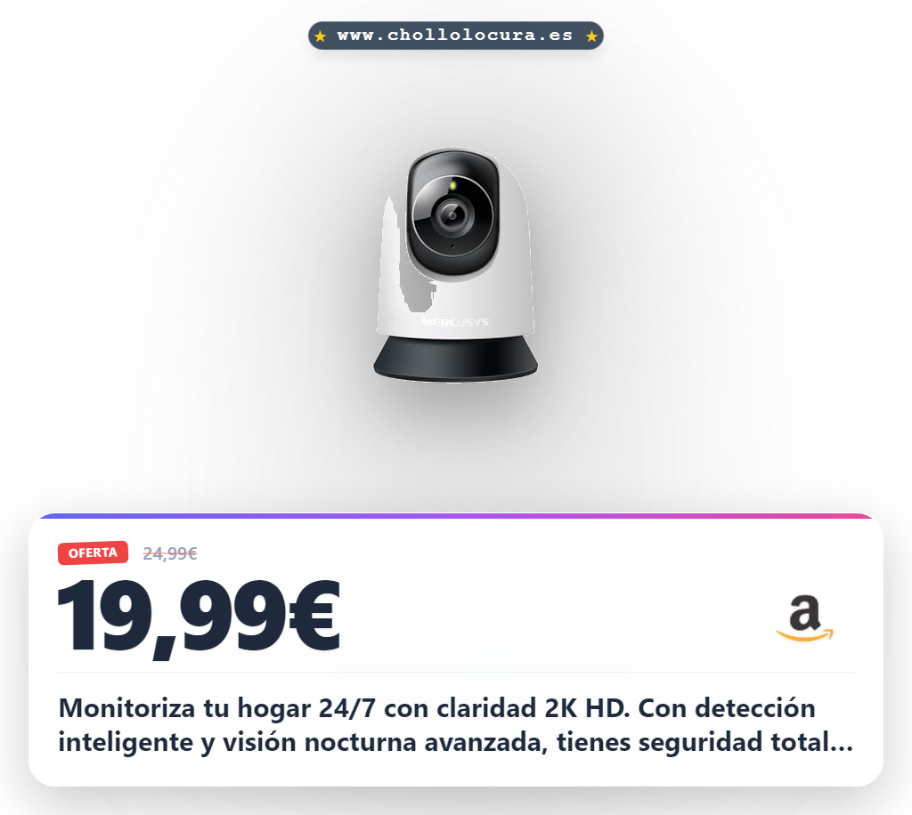 Consigue cámara interior 2K 3MP con IA y visión nocturna para seguridad de mascotas y monitor de bebé al mejor precio