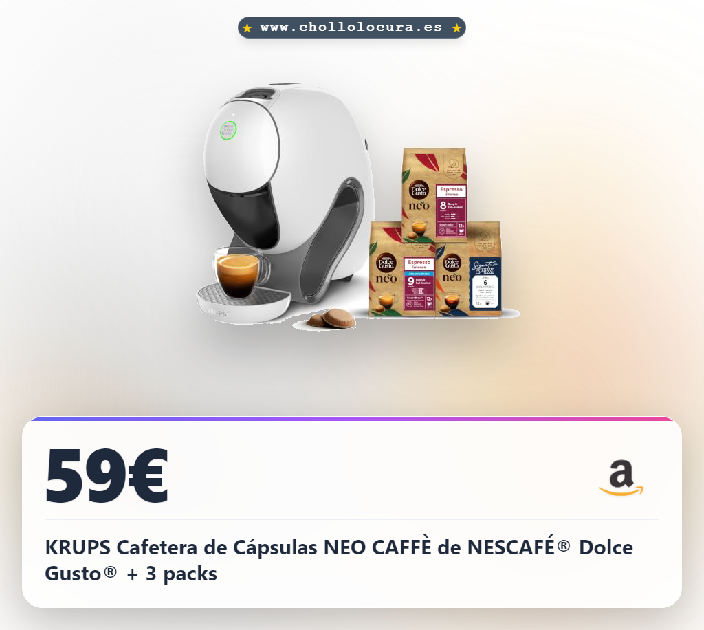 KRUPS Cafetera de Cápsulas NEO CAFFÈ de NESCAFÉ® Dolce Gusto® + 3 packs
