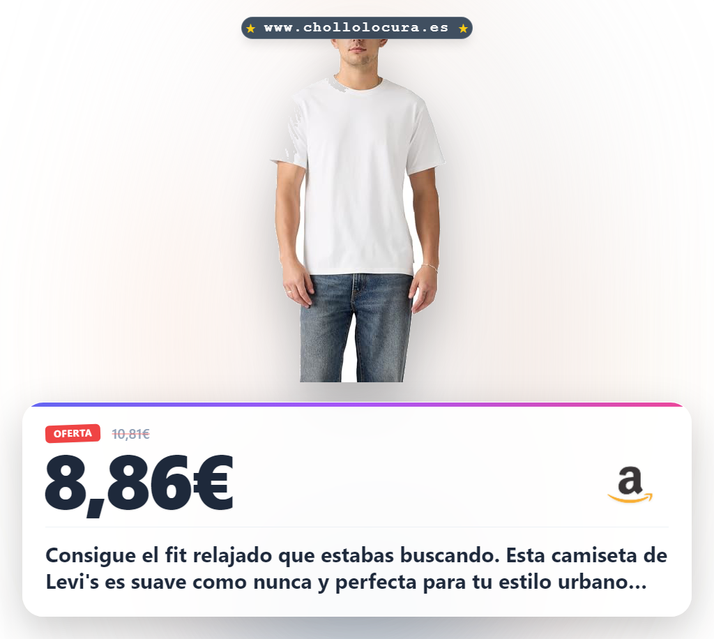 Consigue el fit relajado que estabas buscando. Esta camiseta de Levi's es suave como nunca y perfecta para tu estilo urbano diario. Calidad original y comodidad que te durará. ¡No esperes más, hazte con la tuya ahora!