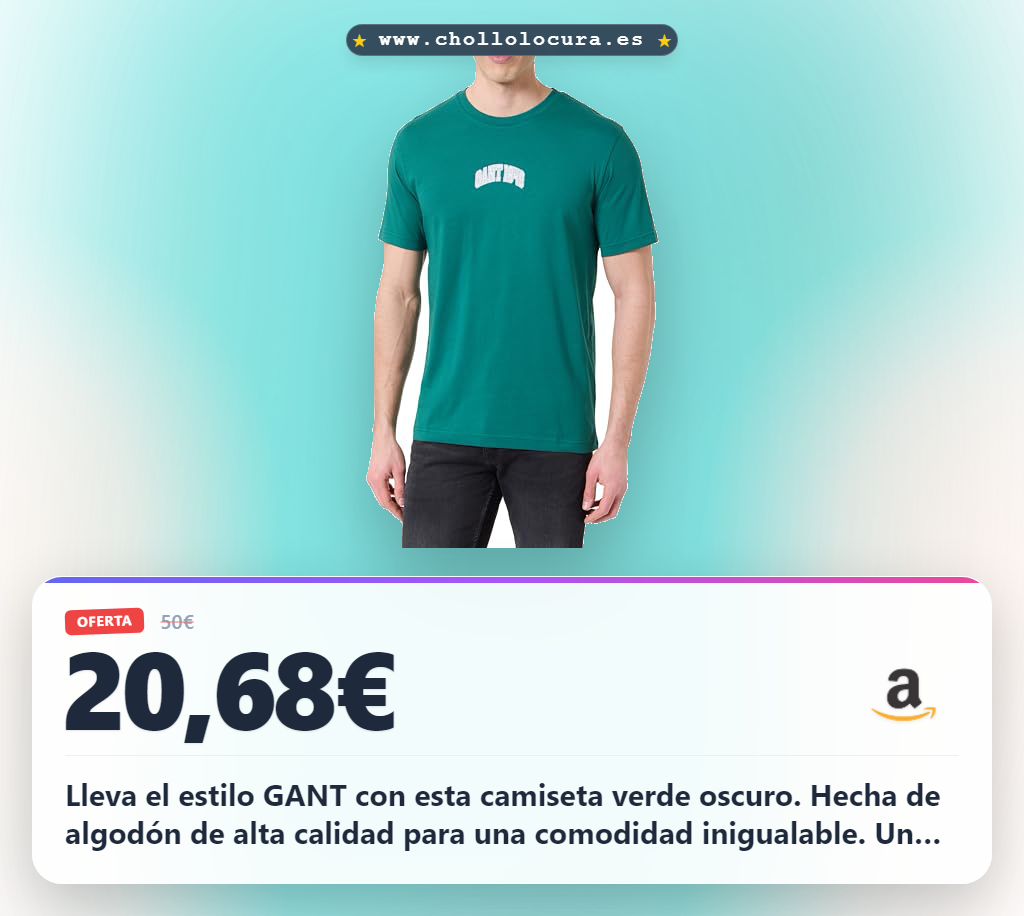 Consigue la camiseta GANT Graphic SS verde oscuro 3XL de algodón premium al mejor precio