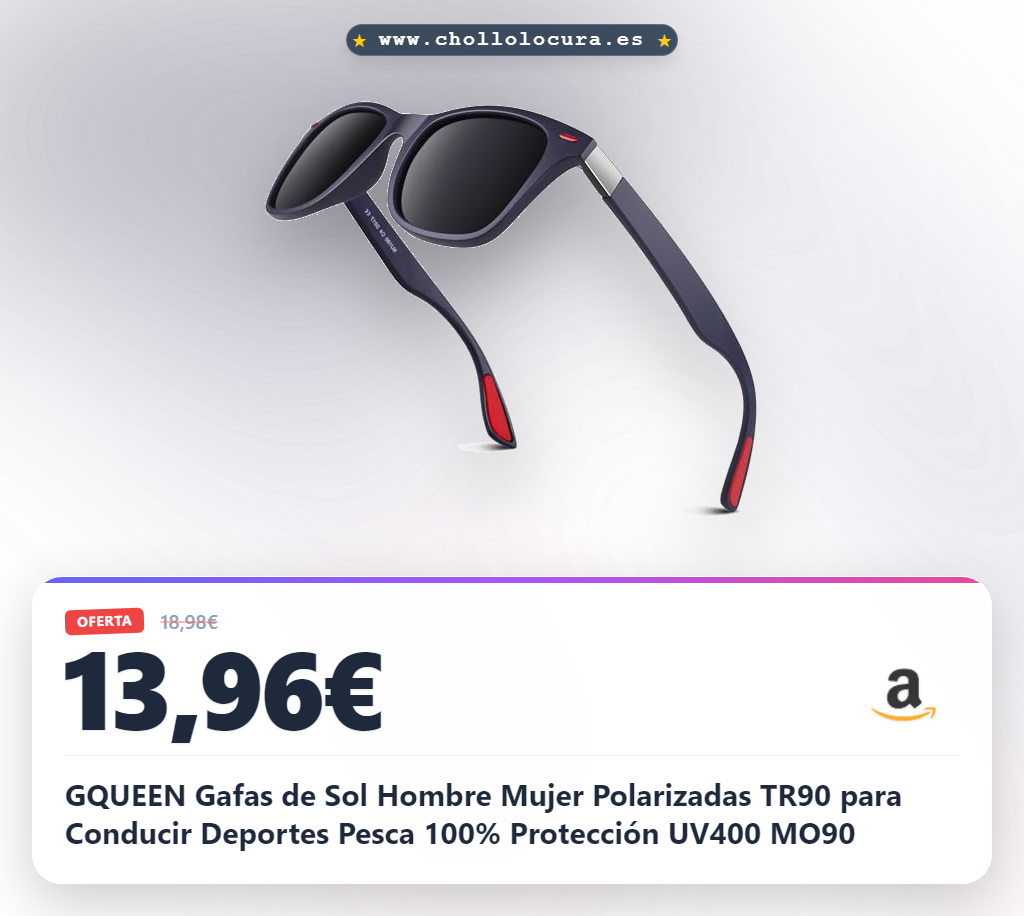 GQUEEN Gafas de Sol Hombre Mujer Polarizadas TR90 para Conducir Deportes Pesca 100% Protección UV400 MO90