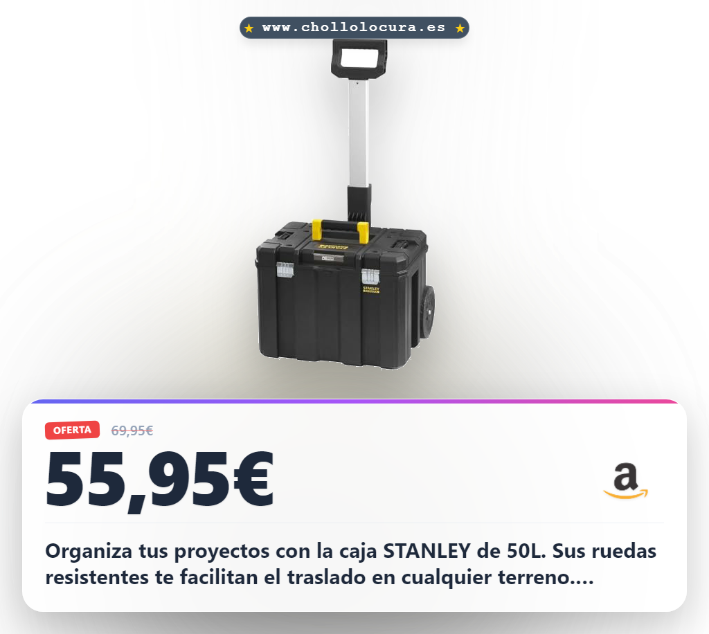 Consigue la caja de almacenamiento STANLEY FATMAX PRO-STACK de 50L con ruedas y cierres metálicos al mejor precio.
