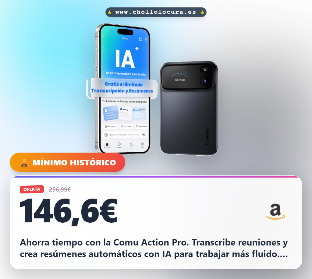 Encuentra la grabadora de voz IA Comu Action Pro con 6 micrófonos y traducción en tiempo real al mejor precio
