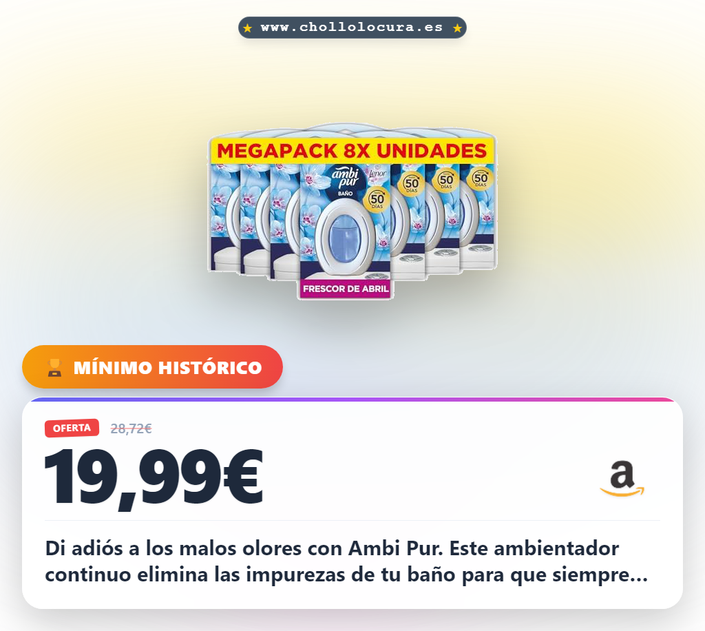 Aprovecha el Ambi Pur Lenor Frescor De Primavera. Ambientador continuo para eliminar olores en el baño al mejor precio del año.