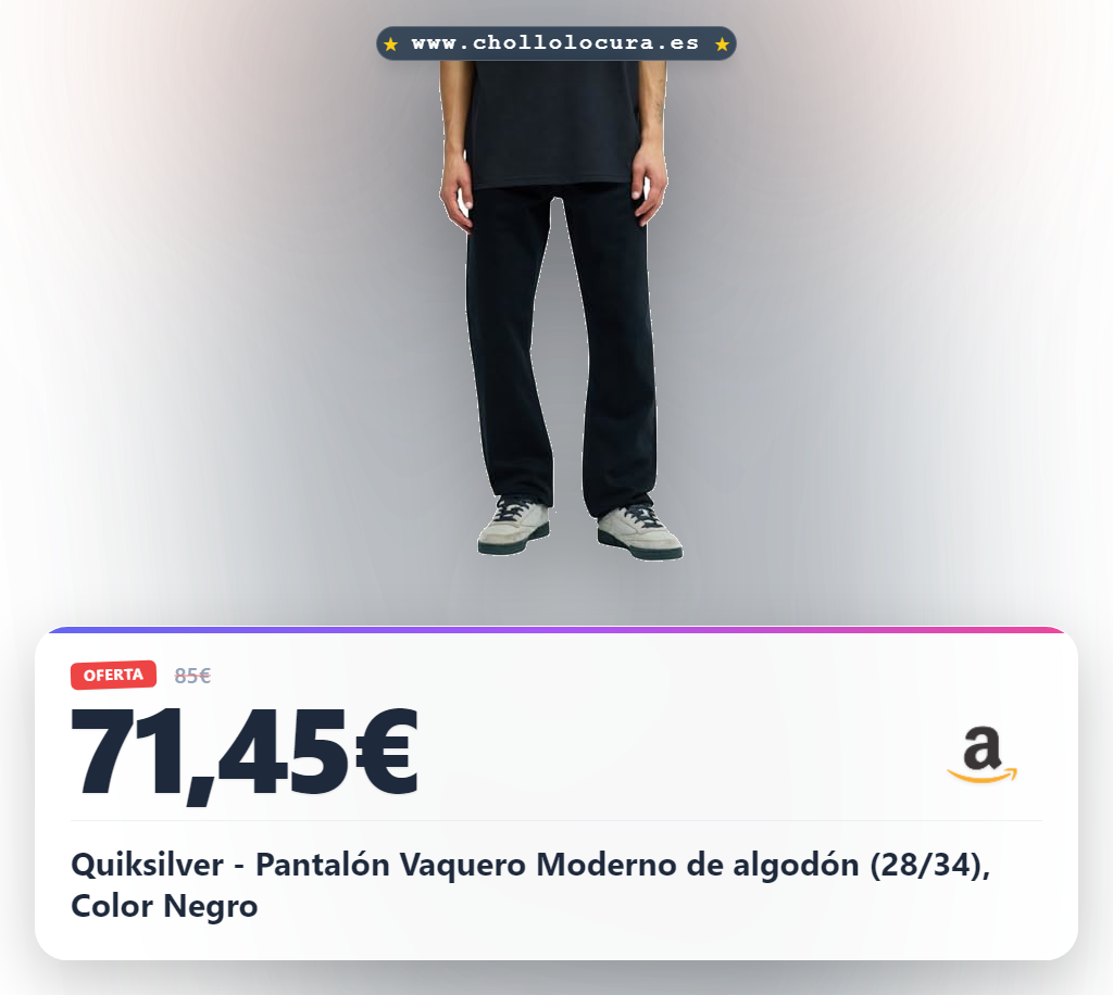 Aprovecha estos pantalones vaqueros Quiksilver modernos de algodón negro al mejor precio de la temporada en oferta histórica para ti