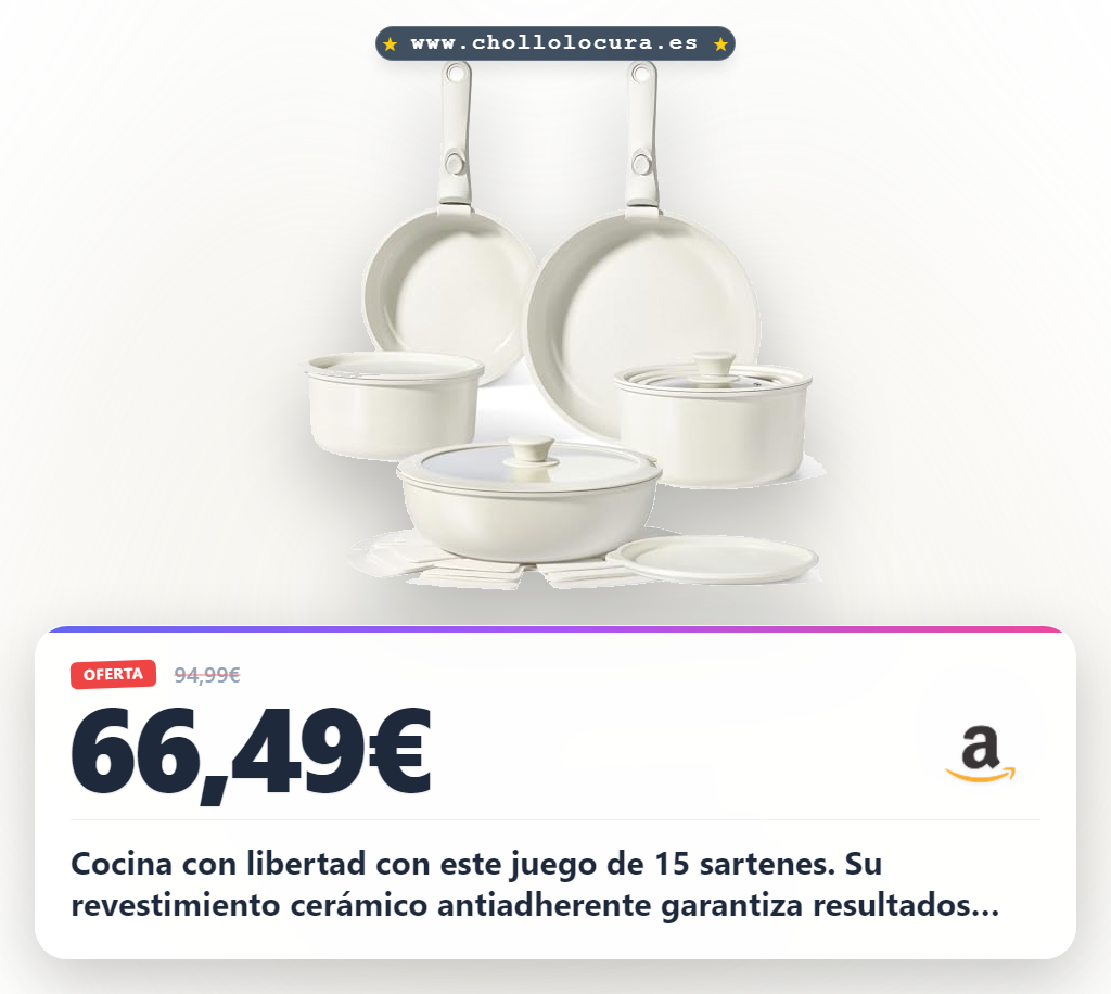 Aprovecha este juego de 15 piezas GiPP antiadherente para inducción y horno. Calidad y seguridad al mejor precio