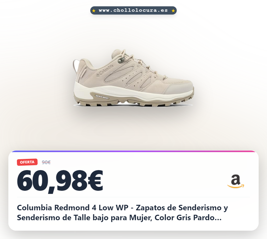 Columbia Redmond 4 Low WP - Zapatos de Senderismo y Senderismo de Talle bajo para Mujer, Color Gris Pardo Suave/Arena Claro, Talla 6