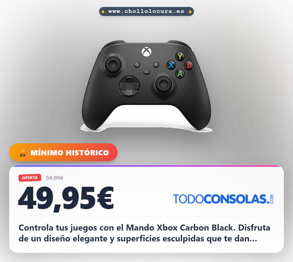 Obtén el Mando Xbox Carbon Black inalámbrico con diseño moderno y alta calidad para Series X|S al mejor precio