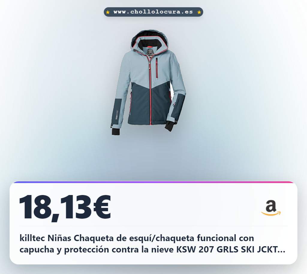 killtec Niñas Chaqueta de esquí/chaqueta funcional con capucha y protección contra la nieve KSW 207 GRLS SKI JCKT, hellblau/dunkel denim/schwarz blau, 128, 43561-000