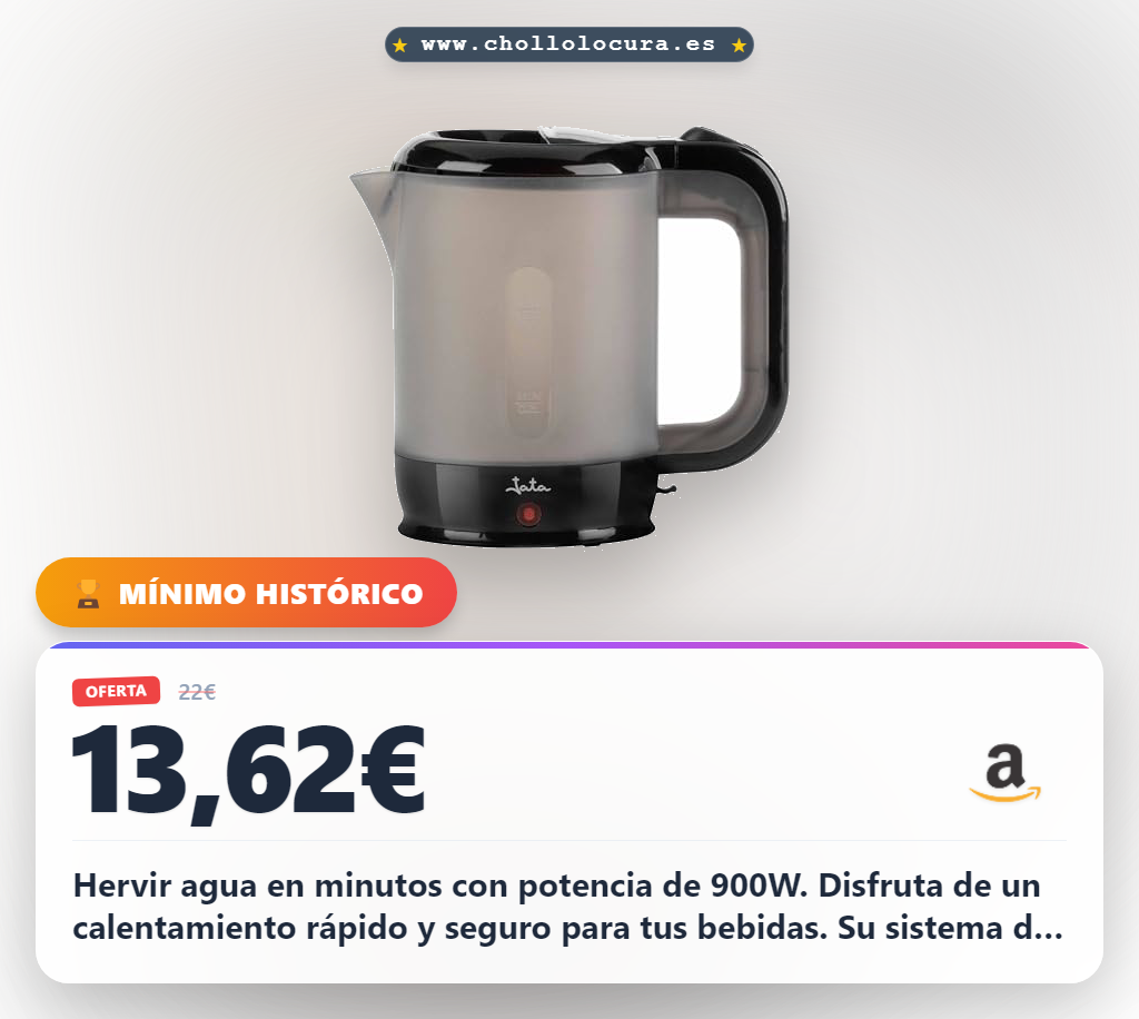 Consigue el hervidor de agua eléctrico JATA JEHA1240 900W con apagado automático y seguridad