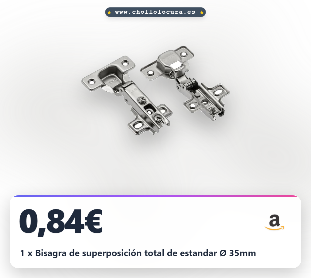 1 x Bisagra de superposición total de estandar Ø 35mm